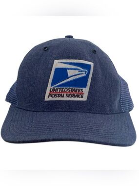 USPS VTG trucker hat with embroidered logo blue embroidered logo trucker Cap Hat